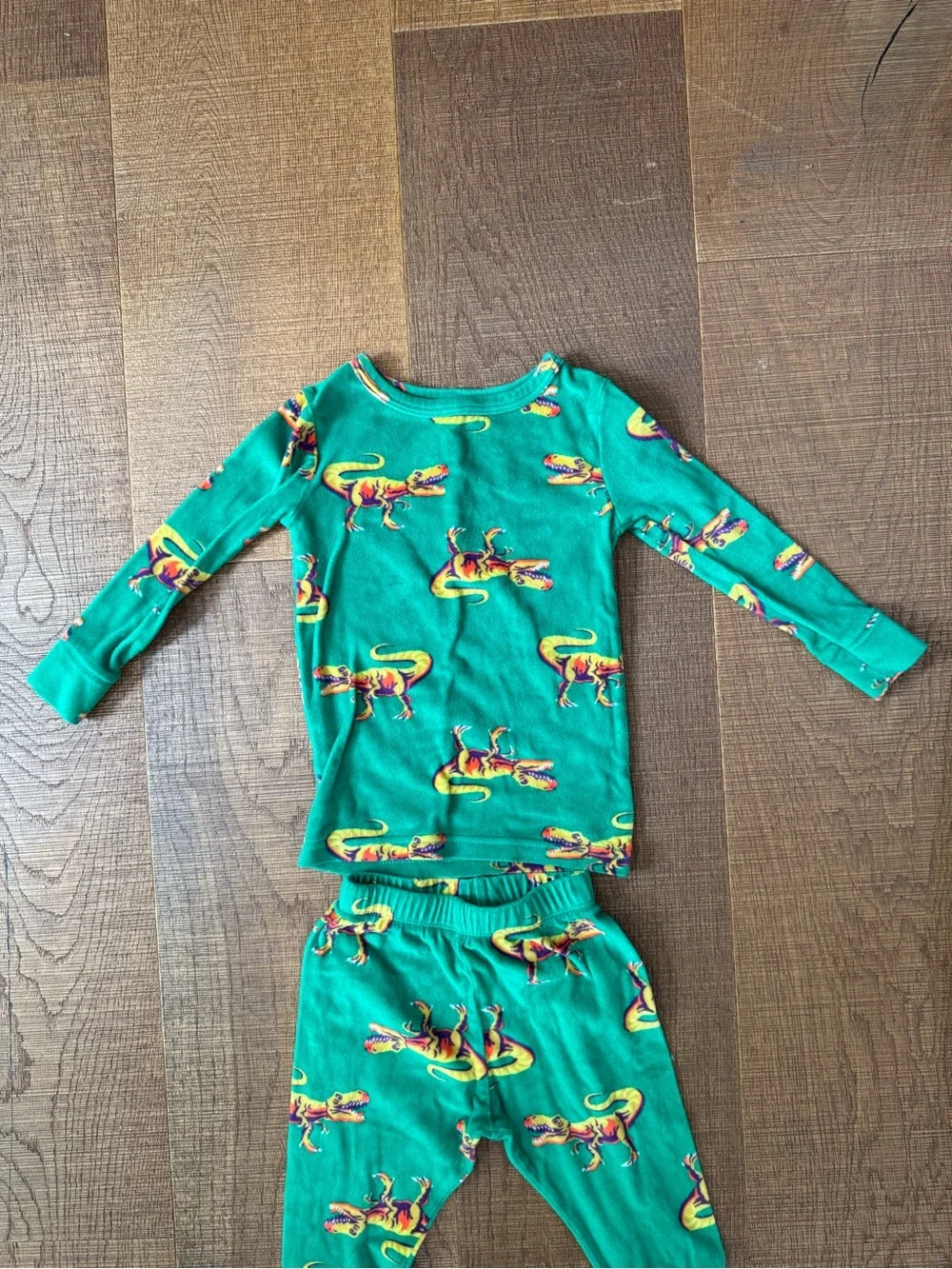 Kids Two-Piece Pajama Sets - 2-Set Bundle: Black & Gray Camo + Green Dino Print